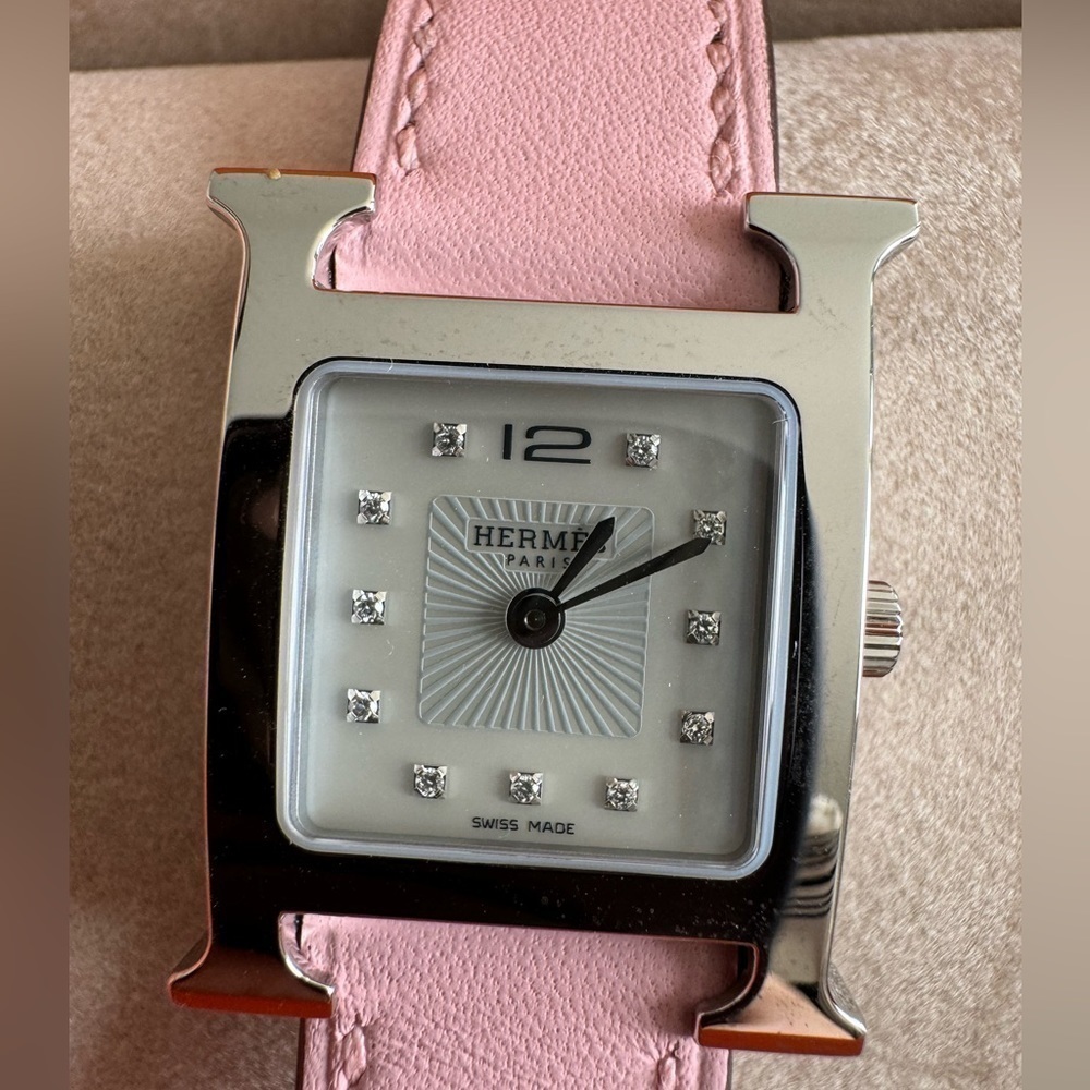 New Hermes Watch Sakura strap with diamonds - Picture 4 of 6